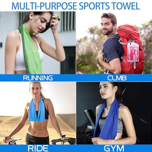 WIURGOHA 6 Pack Cooling Towels for Neck and Face,Microfiber Cooling Gym Towels,Soft Cooling Neck Towels Rags Cooling Neck Wraps Sweat Towel for Sports,Gym,Yoga,Workout,Running,Camping(40"x12") — view 5
