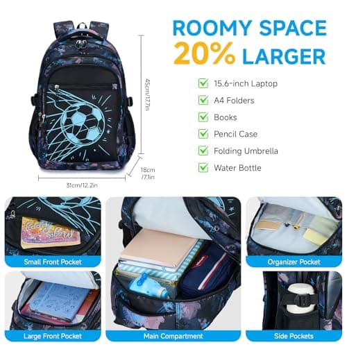 Amythe School Backpack for Boys - Large Lightweight Reflective & Luminous — view 5