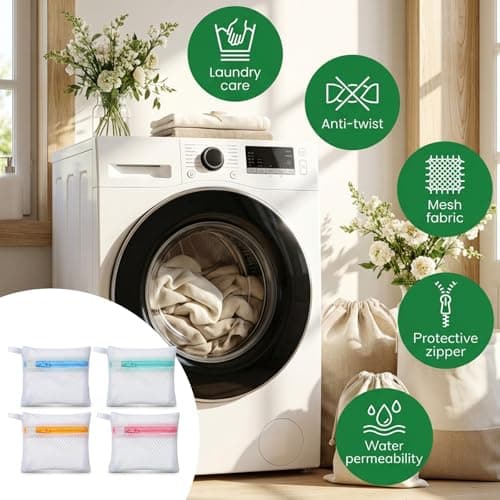 Mini Laundry Pods Bags, 4 PCS Small Laundry Wash Bag with Zipper, Mini Sturdy Storage Bag for Scent Beads Detergent Pacs for for Home Travel Deep Cleaning(12x13cm/4.7x5in) — view 6