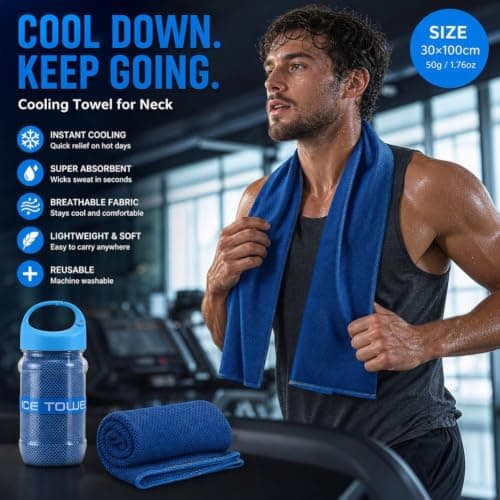 XDGJTBFMY Cooling Towel, 2PCS 100x30cm Ice Towel with Storage Bottle,Microfibre Gym Towels,Lightweight Quick Dry Towels for for Golf,Sport,Running,Gym,Camping,Workout & More Activities — view 3
