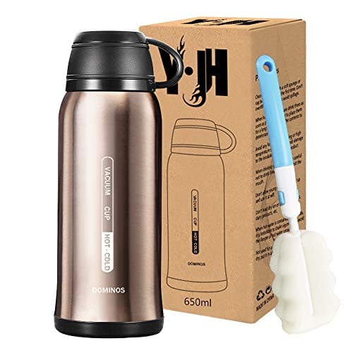 Y·J&H Double Walled Vacuum Insulated Bottle with Cup - Stainless Steel Thermo Flask - Reusable Drinking Water Bottles BPA Free - for Kids & Adult, Sports, Outdoor, Office - 650ml Champagne Gold — view 2