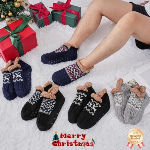 Niorasen Slipper Socks for Men/Women, Thick Thermal Non-Slip, Size 5-11 — view 2