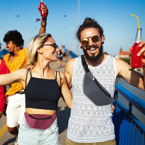 Saintrygo 20 Pcs Neon Fanny Pack Bulk, 90s 80s Fanny Pack Adjustable Waist Bags, Vintage Bag, Oxford Cloth for Workout Traveling Running Bachelor Party Favors Women Men, Dark Color — view 6