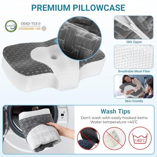 Elviros Cervical Memory Foam Neck Pillow for Neck and Shoulder Pain Relief — view 6