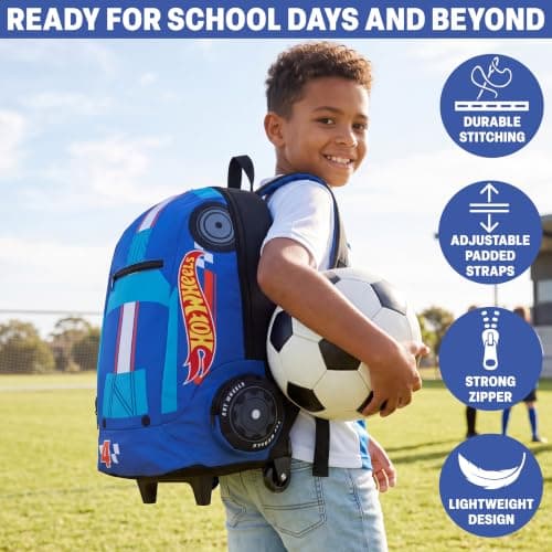 Get Trend Hot Wheels Boys 3D Trolley Bag, Backpack for Travel and School — view 3