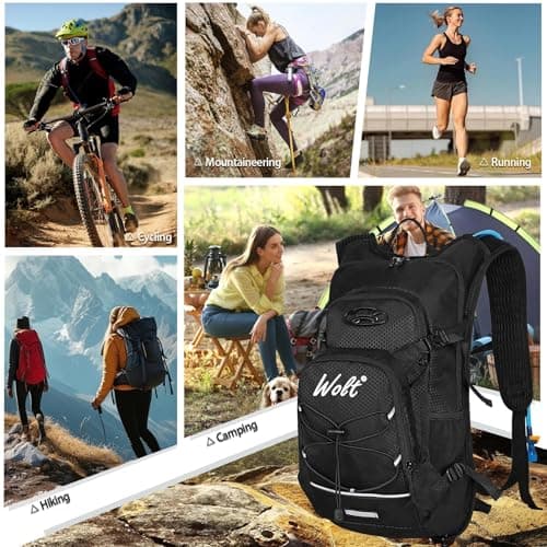 Hydration Backpack 18L Hiking Water Backpack with 2L Water Bladder for Men Women, Hydration Pack for Cycling Running Biking, Black — view 6
