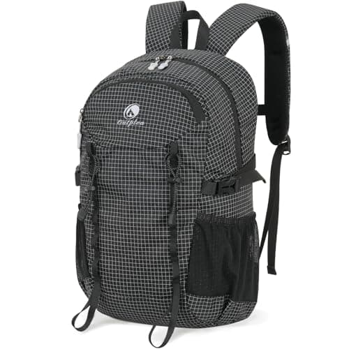 Outplea Small Hiking Backpack Waterproof, 20L Travel Daypack Lightweight Women Men, Sports Rucksack for Camping Walking Cycling, Black