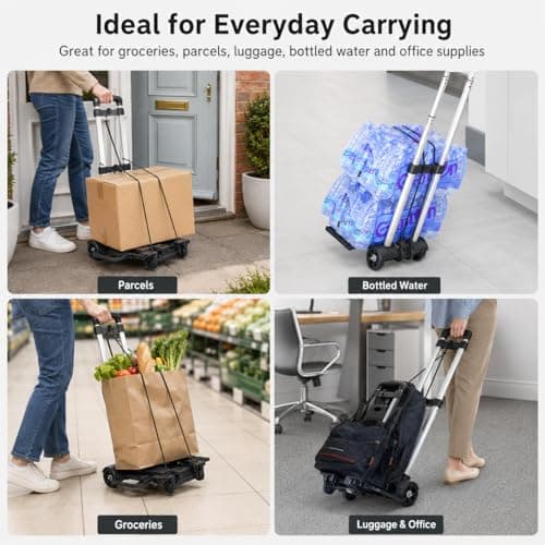 Sack truck 30kgs / 66lbs Aluminum Folding Hand Truck Heavy Duty Multi-Functional Hand Truck Portable Luggage Sack Trolley for Luggage Travel Auto Moving Office Folding trolley Dolly trolley — view 6