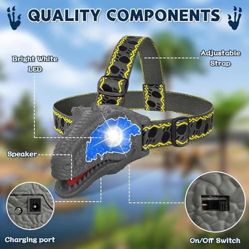 QCTOYS Velociraptor Dinosaur Headlamp 2 Lighting Modes Adjustable Headband — view 3