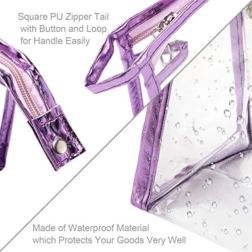 Qkurt 5 Packs Transparent Waterproof Cosmetic Bag with Zipper, Portable PVC Clear Cosmetic Makeup Bag Pouch for Vacation, Travel, Bathroom | Fashion Practical Transparent Bags — view 4