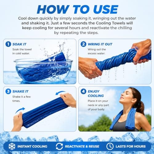 5 pack Cooling Towels,(30 * 100cm) Ice Towel Cooling Towel for Neck & Face, Ice Cool Microfibre Towel for Neck for Instant Relief Perfect Coolings Scarf for Running, Yoga, Camping, Workout — view 4