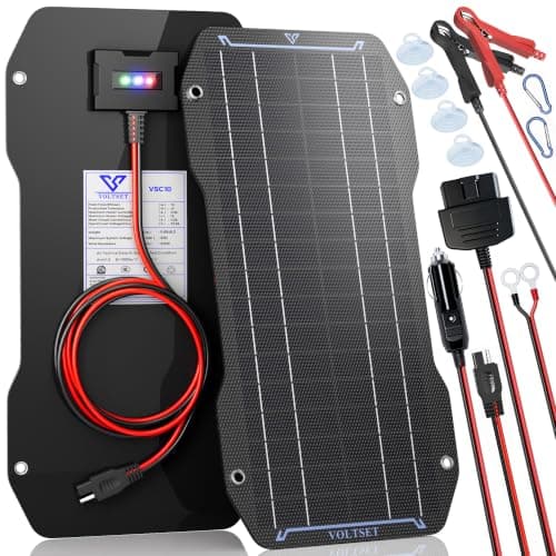 VOLTSET 10W 12V Solar Battery Trickle Charger & Maintainer with OBD Cable