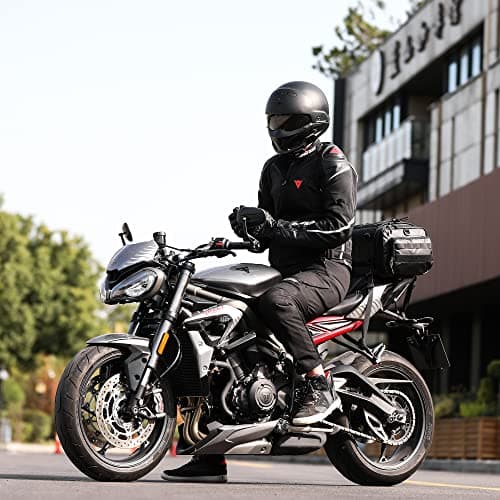 Rhinowalk Motorcycle Tail Bag Expandable 19-26L Motor Travel Luggage Motorbike Rear Rack Trunk Storage Bag with Waterproof Rain Cover Motorcycle Accessories,Black — view 5