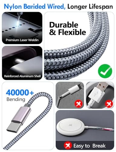 Multi Fast Charging Cable for Apple Watch Charger,iPhone Charger,[ 3-in-2 Travel Essentials] USB A/Type C/Lightning Cable for iWatch Ultra/SE/10-2,iPhone 16-11,Galaxy S25-21,iPad-4FT — view 5