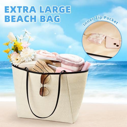 KALIDI Women Straw Tote Bag Summer Beach Woven Shoulder Handbag Extra Large — view 5