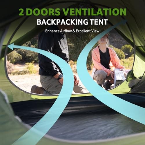 Naturehike Bleik Camping Tent, Lightweight Backpacking Tents Waterproof Double Layer for Outdoor Hiking Trekking (2 Man-Green-No Canopy) — view 3