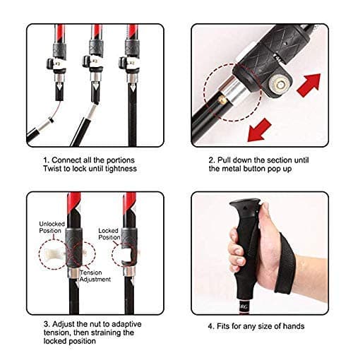 Nordic Walking Trekking Poles - Antishock And Quick Lock System, Telescopic Collapsible Ultralight For Hiking Camping Backpacking Walking — view 6