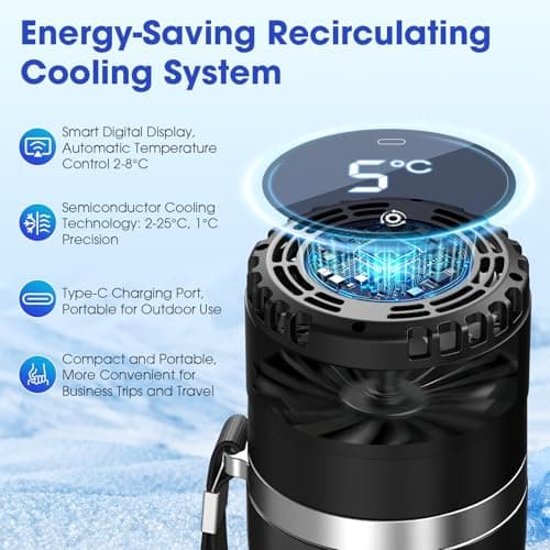 Electric Insulin Cooler Travel Case TSA Approved, Portable Insulin Refrigerator with USB Charger & Biogel, 2-8°C Precise Temp Control Medication Cooler, Diabetes Travel Case for Insulin & EpiPens — view 6