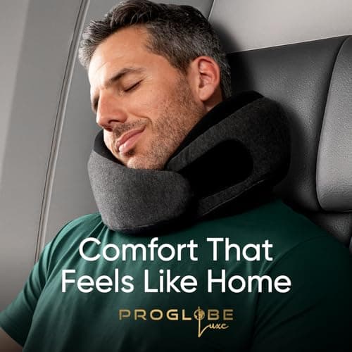 Proglobe Luxe Travel Pillow for Airplane, 100% Memory Foam, Ash Black — view 6