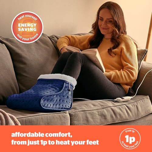 Silentnight Electric Foot Warmer for Cold Feet - Heated Foot Warmer with 3 Heat Settings, Super Soft Teddy Fleece Machine Washable Lining, and Overheat Protection - Warm Cosy - Navy Blue — view 6