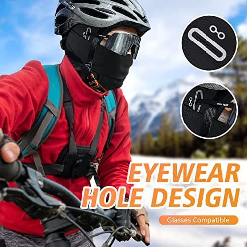 HEGCOIIE Winter Balaclava for Men Women Windproof Ski Mask Warm Face Cover Mask Outdoor Sports Cycling Snowboarding Skiing Motorcycle Bicycle Black — view 2