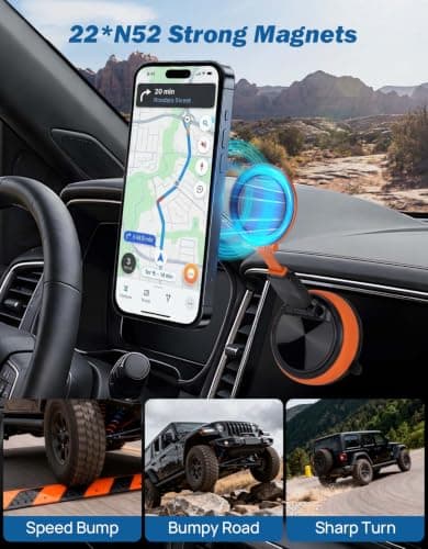 JOYTUTUS Magnetic Car Phone Mount, 2-in-1 Detachable Ring Stand Orange — view 3