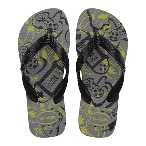 Havaianas Kids Athletic Boys FlipFlop Steel Grey/Citrus Yellow 4.5/5 UK