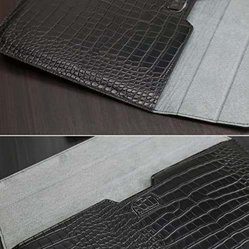 LCMOCICO PU Leather Flap Style Case Bag Laptop Sleeve for MacBook Air 13.6 inch 2024 2023 2022 M3 A3113 M2 A2681 Air 13 2018-2021 M1 A2337 A2179 A1932 Notebook Bag for MacBook Pro 13 2016-2020, Black — view 4