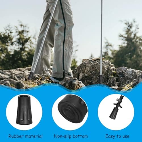 Xynovate Heavy Duty Walking Stick Tips, Walking Pole Rubber Tips — view 5