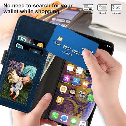 UOGNADGD Faux Leather Flip Case for ZTE Telstra 5G Wi-Fi - Blue — view 3