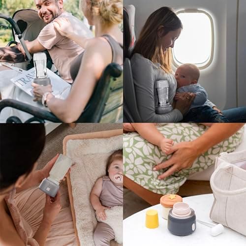 Cherub Baby Portable Travel Bottle Warmer | Warms Breast Milk to Body Temperature with One Press | Cordless USB Rechargeable | Includes 3 Adaptors (Fits Tommee Tippee, MAM) — view 6