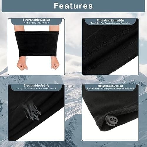 Polar Fleece Thermal Neck Warmer One Size Winter Sports Gaiter Face Mask Snood Hat Scarf For Chilly Cold Weather Windproof Keep Warm For Men Women (Grey, One Size) — view 2
