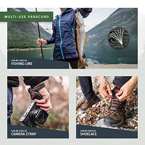 RKR OUTDOOR Ferro Rod Flint Fire Starter Kit with Handcrafted Wood Handle |12,000+ Strikes | Survival Flint and Steel Rods with Multi-Tool Striker and Paracord Neck-Wrist Lanyard for Your Camping Gear — view 4