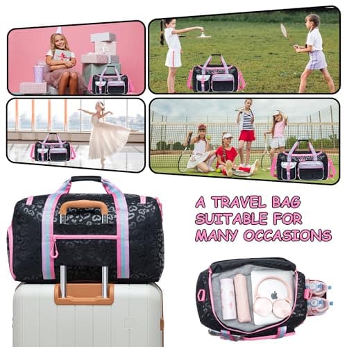 Kids Duffle Bag Girls Women Travel Bag Gifts Overnight Bag for Girls Women Tote Bag Sleepover Bag for Girls Gym Dance Bag with Shoes Compartment — view 4