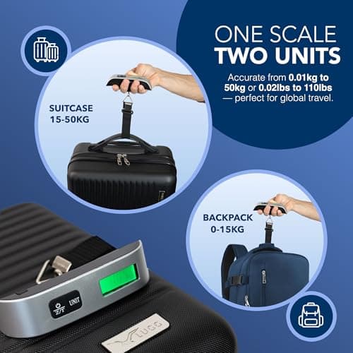 LUGG Digital Luggage Scale (50kg/110lbs Capacity), Portable Suitcase Weighing Scales, LCD Display, kg/lbs Conversion & Auto Shut-Off, Overweight Indicator, Battery Included, Lightweight Travel Scales — view 6