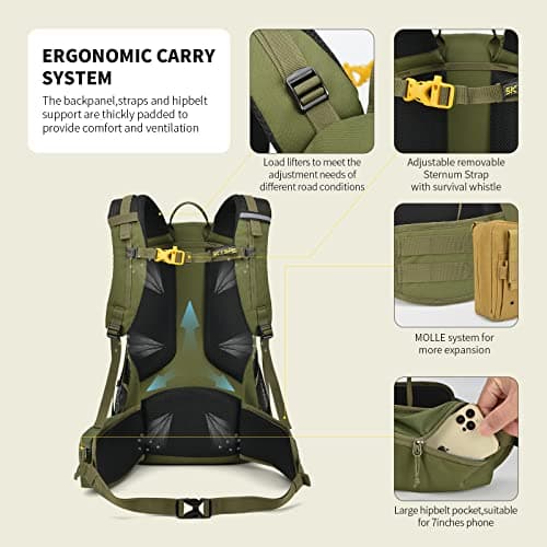 SKYSPER Rucksack 35L Hiking Backpack, Lightweight Travel Backpack Camping Trekking Backpack for Men Women — view 4