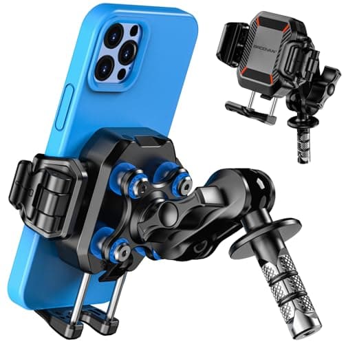 BRCOVAN Motorcycle Fork Stem Phone Mount with Vibration Dampener, Anti-Theft Motorcycle Cellphone Holder, [Camera Friendly] [1s Lock & Release] Adjustable mobile phone Cradle Fit 5.4~7.2" Smartphones