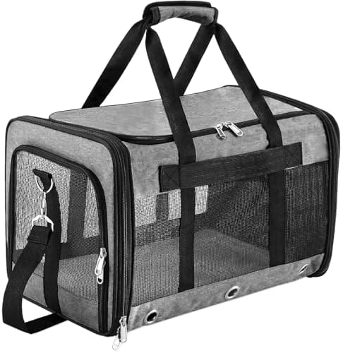 Soft Sided Foldable Cat/Dog/Pet Carrier Bag, Portable Puppy/Pets Travel Carriers For Cats/Dogs With Shoulder Strap & Removable Mat, Durable Cat Basket of 25 lbs - Grey, L