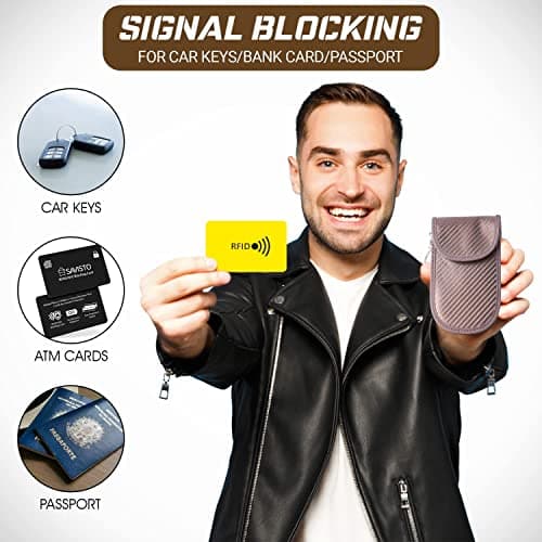 KF-Premium Faraday Pouch for Car Keys, RFID/NFC Signal Blocker Pouch, Brown — view 3
