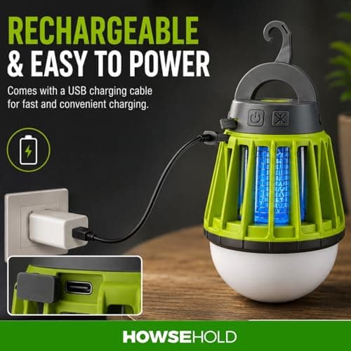 Mosquito Repellent Lamp, 2 in 1 Lantern and Bug Killer, USB Rechargeable, Portable Camping Light for Camping, Campervan and Motorhome — view 5