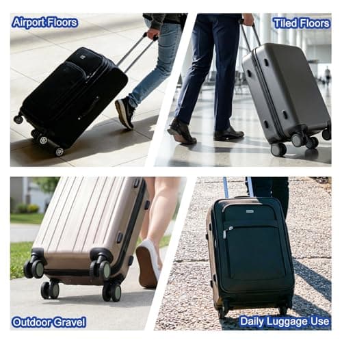 orwayhu 16 PCS Suitcase Wheel Protectors, Black Silicone Suitcase Wheel Covers, Anti Slip Noise Reduction Luggage Wheel Protectors for Travel Cases, Trolleys and Office Chairs, Fits 5-6.5cm Wheels — view 5