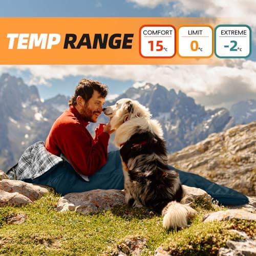 MEREZA Sleeping Bags XL for Mens Large Wide Sleeping Bag for Camping Big and Tall Sleeping Bags for Women Adults Warm with Compression Sack Cold Weather & Warm (AEGEAN BLUE) — view 3