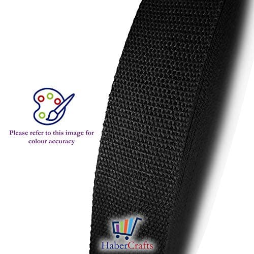 Habercrafts Heavy Duty Webbing Belt Strap Upholstery Webbing Cotton Blend 1 Inch for Bag Straps Rucksack Backpacks Luggage Bag Strap Cargo Strapping Belts (Black - 25mm - 3 Meters), CW_2_25MM_3M — view 2