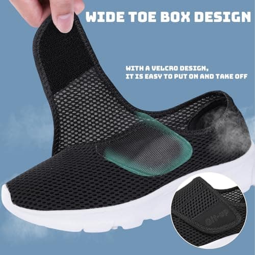 Git-up Women's Walking Shoes Ultra Lightweight and Breathable, Hook and Loop Water Shoes for Indoor and Outdoor, Slip On Athletic Shoes for Walking Hiking Stream, A-black, 6 — view 6