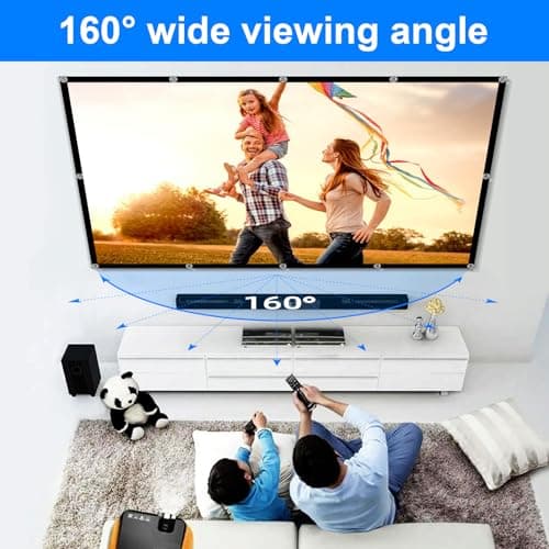 Projector Screen 120 inch,DUYIKJ Portable Projector Screen Washable Anti-Crease Indoor Outdoor 4K 16:9 HD Rear Front Projection Movies Screen for Home Theater Office Party Classroom — view 4