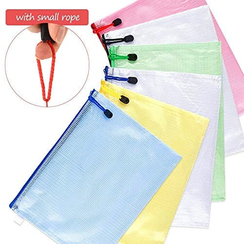 A4 Zip Folders, Plastic Wallets Zip Lock Bags for Offices Home Travel School Supplies, Zip Wallets Plastic Folders File Pockets File Bag for Cosmetics, Cross Stitch, Puzzles, Pack of 5, Pink — view 3