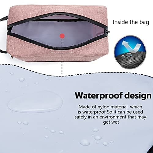 FUNSEED Travel Toiletry Bag for Women and Men, Shaving Bag for Toiletries Accessories, Foldable Storage Bags with Handle for Cosmetics Brushes Tools,Pink — view 2