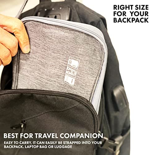 Woodland Leathers cable bag and cable organiser bag is a travel essentials electronics travel organizer for Chargers, Cables, USB Drive, SD Card, power bank and Hard Disk with Handle (Black) — view 4