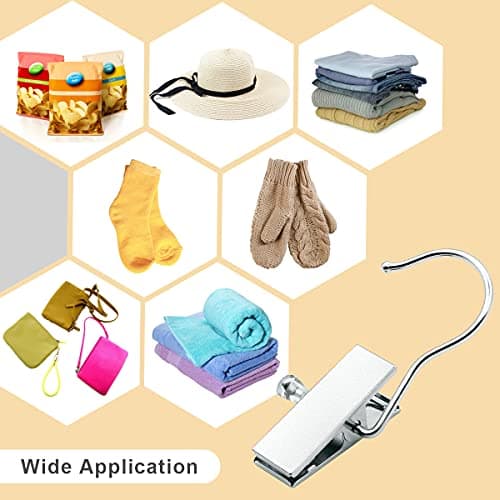 Coideal Boot Hanger Clips Hooks - 8 Pack Laundry Hook Hanging Clothes Pins Portable Stainless Steel Clothing Pant Holder for Travel,Closet,Towel (Silver) — view 4