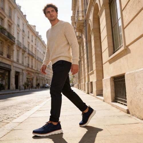 Wearbreeze Men’s Business Casual Oxford Sneakers – Lightweight Lace-Up Dress Shoes for Work, Travel & Daily Commute, Blue, 11.5 — view 2